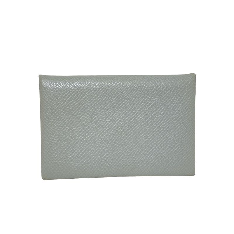 Hermes Card Case Calvi Light Gray