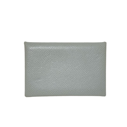Hermes Card Case Calvi Light Gray