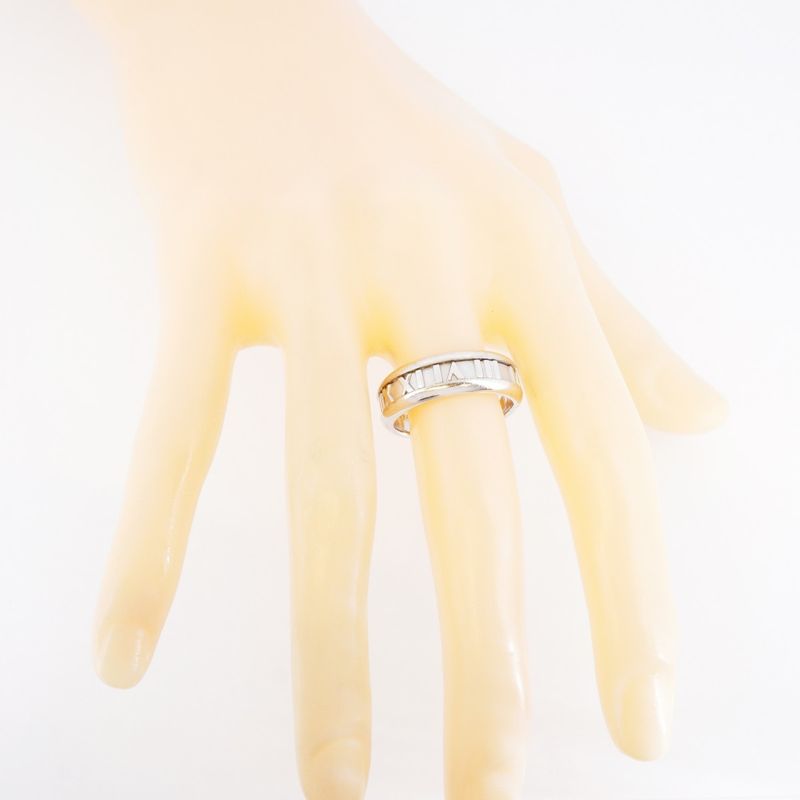 Tiffany & Co Ring Atlas 18K White Gold White Togo Old #175 Men's