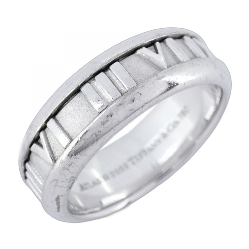 Tiffany & Co Ring Atlas 18K White Gold White Togo Old #175 Men's