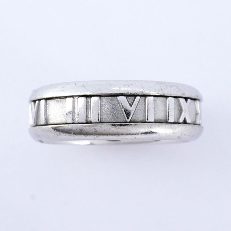 Tiffany & Co Ring Atlas 18K White Gold White Togo Old #175 Men's