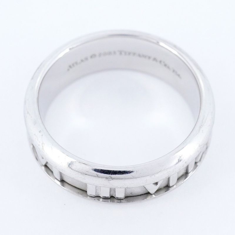 Tiffany & Co Ring Atlas 18K White Gold White Togo Old #175 Men's