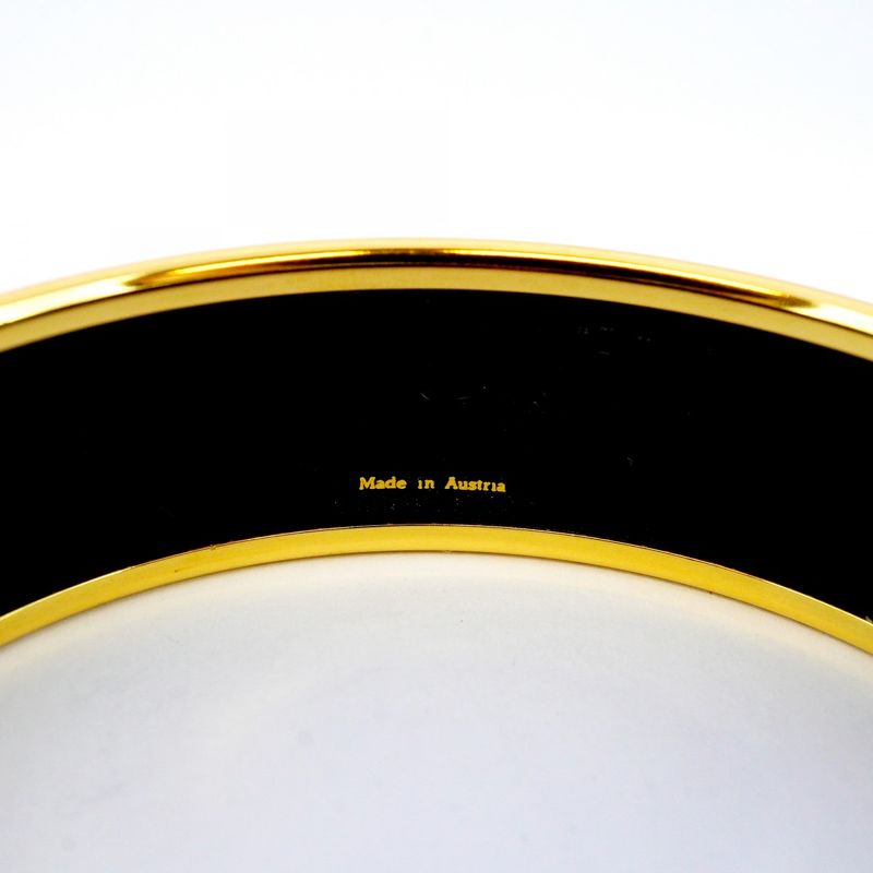 Hermes Bangle Emile GM GP Plated Cloisonne Gold Blue Multicolor Ladies