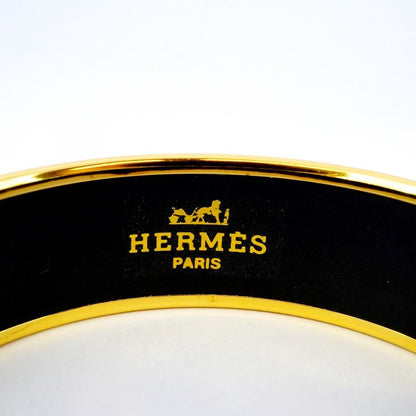 Hermes Bangle Emile GM GP Plated Cloisonne Gold Blue Multicolor Ladies