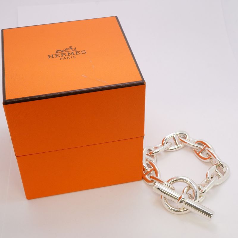 Hermes Bracelet Chaine D'ancre TGM 10 Frames Silver 925 Men Women Unisex