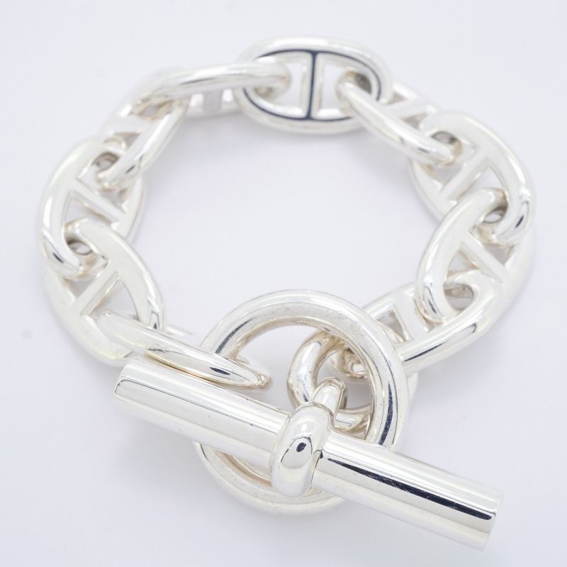 Hermes Bracelet Chaine D'ancre TGM 10 Frames Silver 925 Men Women Unisex