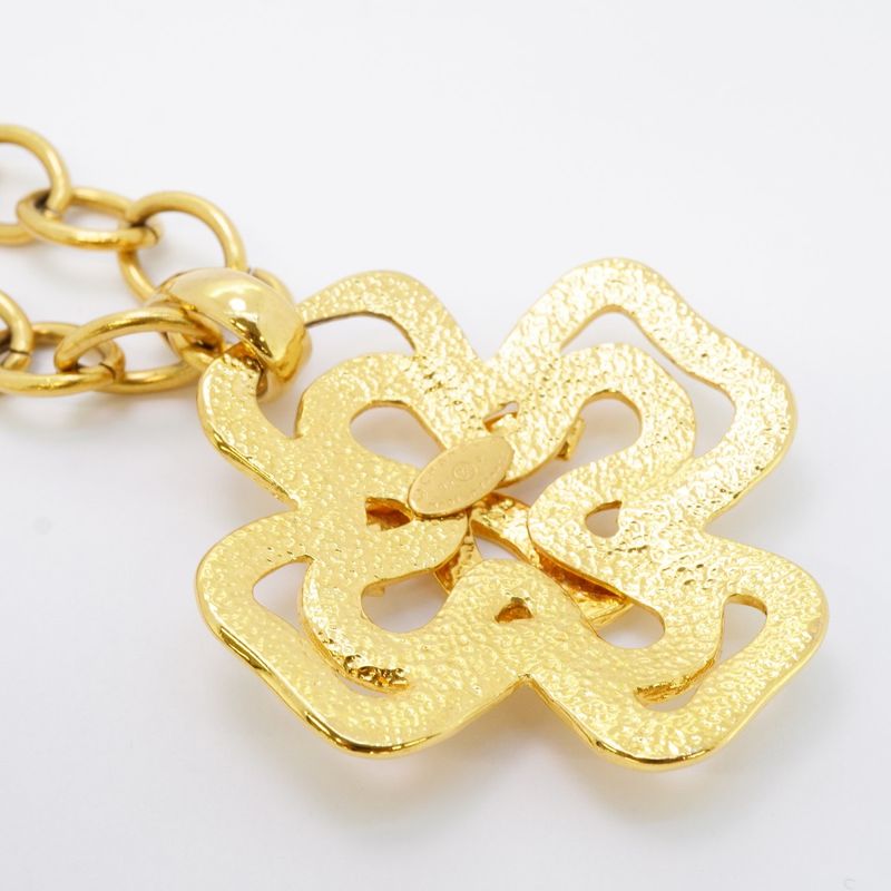 Chanel Necklace Vintage Coco Mark Cross GP Plated Gold Ladies