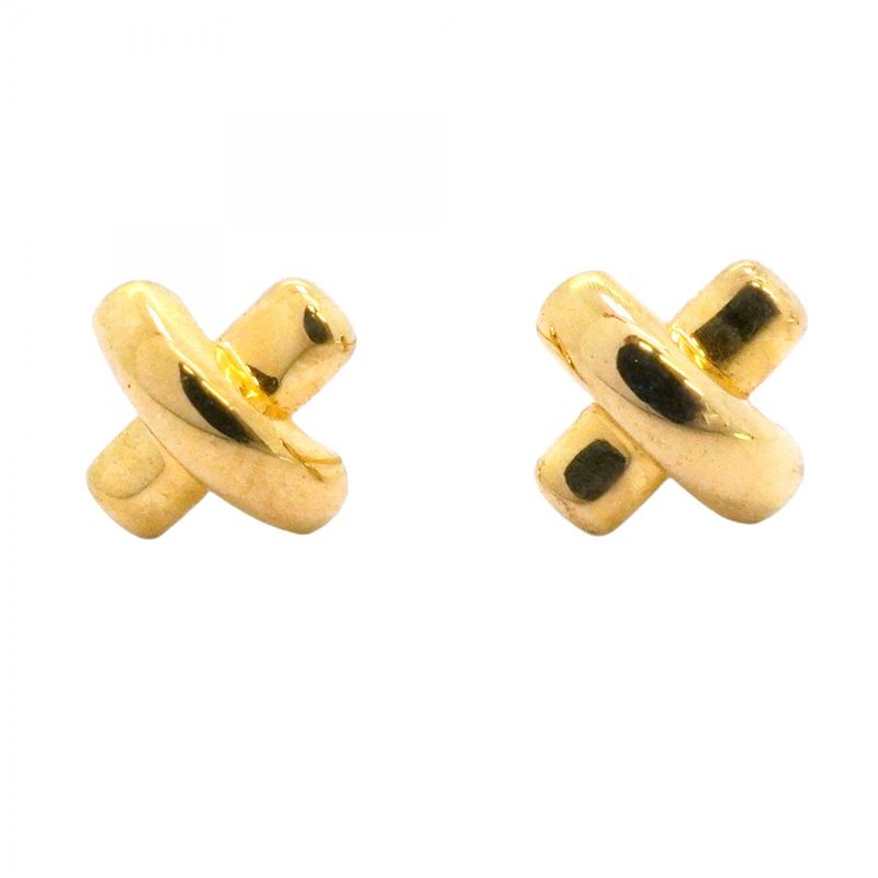 Tiffany & Co Earrings Cross Stitch 18K Yellow Gold Yellow Gold Ladies