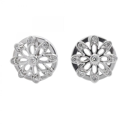 Tiffany & Co Earrings Daisy Flower Motif 18K White Gold White Togo Old Diamond