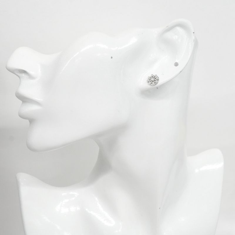Tiffany & Co Earrings Daisy Flower Motif 18K White Gold White Togo Old Diamond