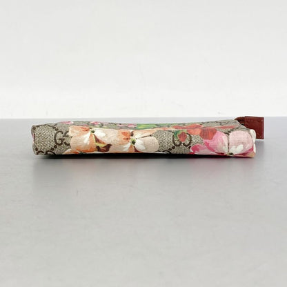 Gucci Pouch GG Blooms 403006 PVC Brown Multicolor Silver Hardware Women's