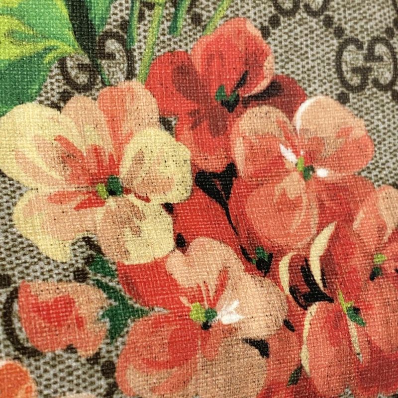 Gucci Pouch GG Blooms 403006 PVC Brown Multicolor Silver Hardware Women's