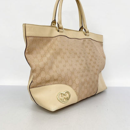 Gucci Tote Bag GG Canvas Lovely 257071 Canvas Brown Pink Gold Hardware Women's