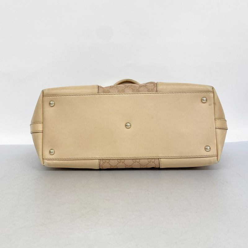 Gucci Tote Bag GG Canvas Lovely 257071 Canvas Brown Pink Gold Hardware Women's