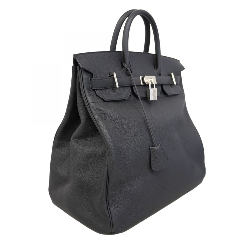 Hermes Handbag Haut À Courroies HAC 40 Togo Black Silver Hardware W Engraved