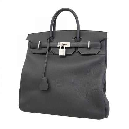 Hermes Handbag Haut À Courroies HAC 40 Togo Black Silver Hardware W Engraved