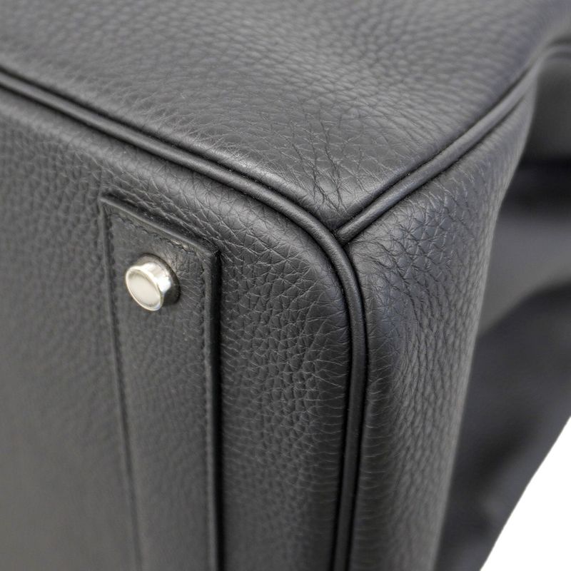 Hermes Handbag Haut À Courroies HAC 40 Togo Black Silver Hardware W Engraved