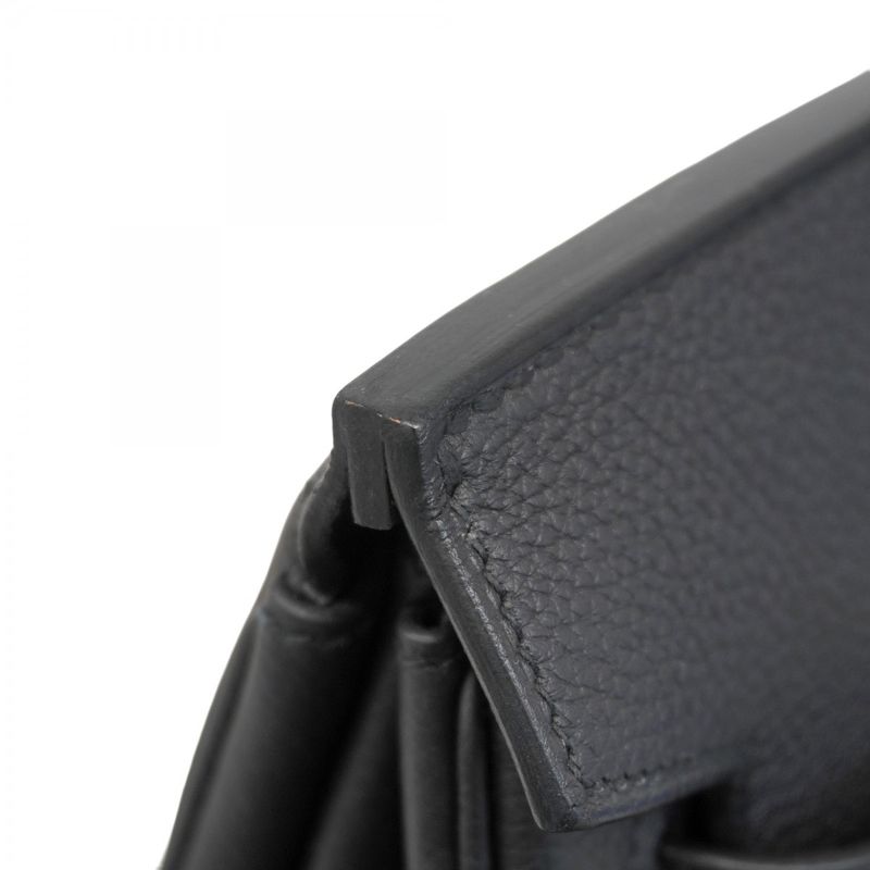 Hermes Handbag Haut À Courroies HAC 40 Togo Black Silver Hardware W Engraved