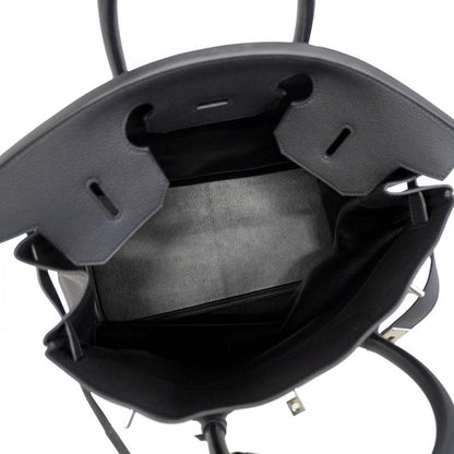 Hermes Handbag Haut À Courroies HAC 40 Togo Black Silver Hardware W Engraved