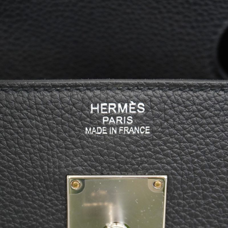 Hermes Handbag Haut À Courroies HAC 40 Togo Black Silver Hardware W Engraved