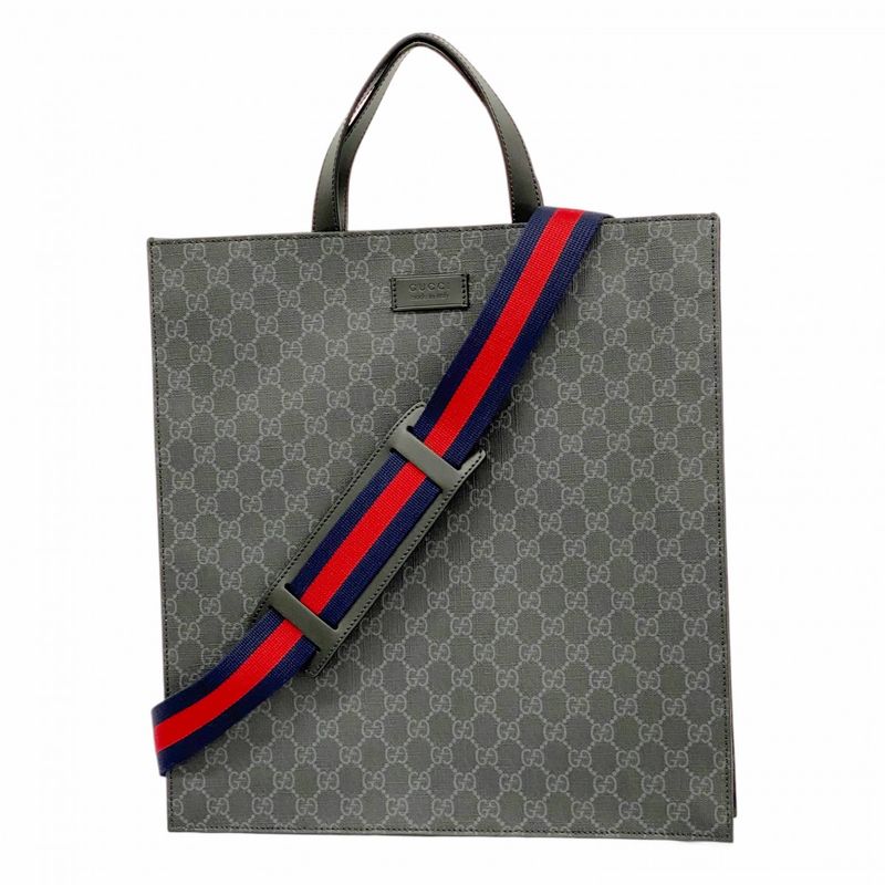 Gucci Tote Bag GG Supreme/sherry Line 495559 PVC Gray Silver Hardware 2way Bag