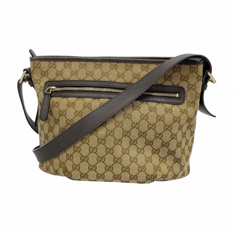 Gucci Shoulder Bag GG Canvas 388930 Canvas Brown Gold Hardware Women