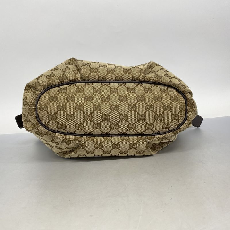 Gucci Shoulder Bag GG Canvas 388930 Canvas Brown Gold Hardware Women