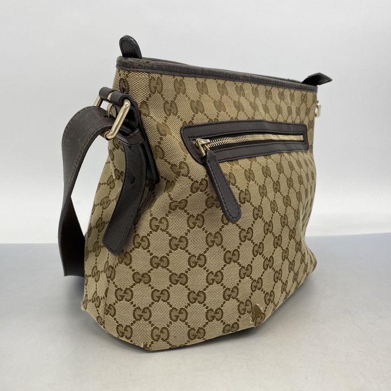 Gucci Shoulder Bag GG Canvas 388930 Canvas Brown Gold Hardware Women