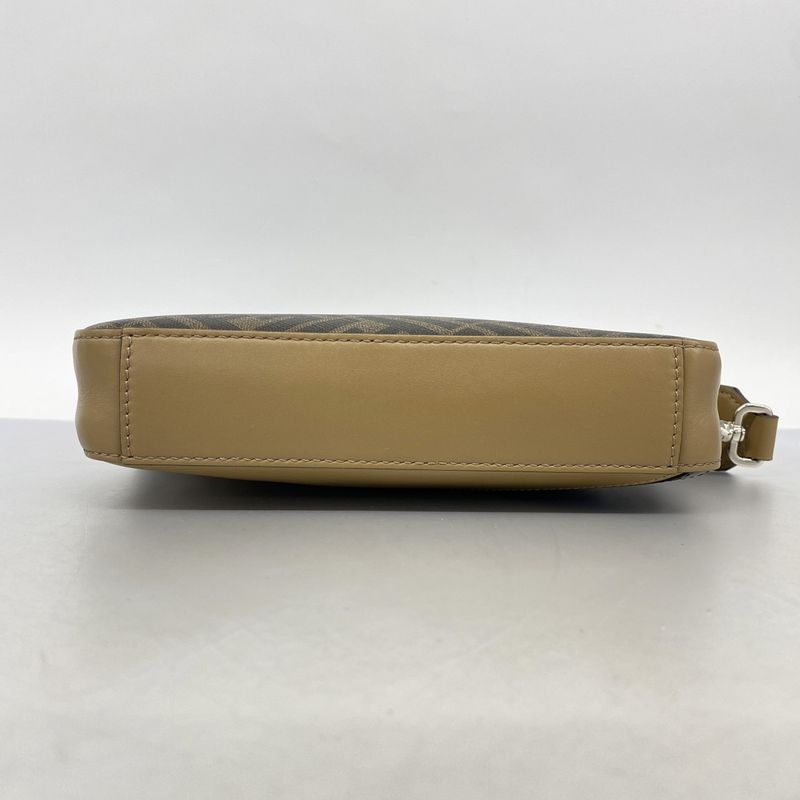 Fendi Shoulder Bag Zucca Diagonal PVC Brown Black Silver Hardware Men's