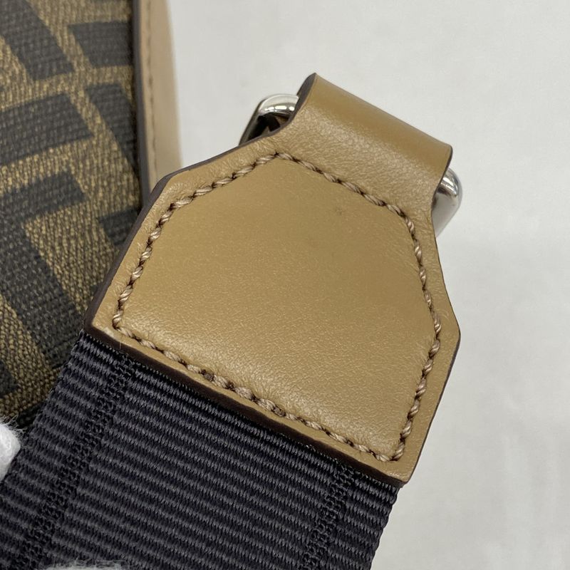 Fendi Shoulder Bag Zucca Diagonal PVC Brown Black Silver Hardware Men's