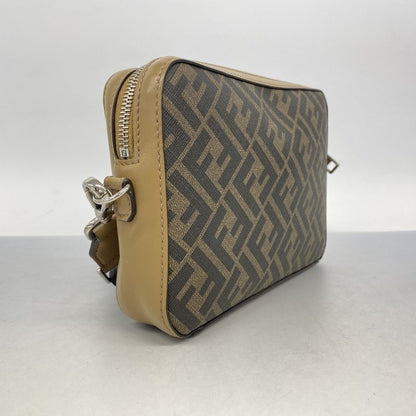 Fendi Shoulder Bag Zucca Diagonal PVC Brown Black Silver Hardware Men's