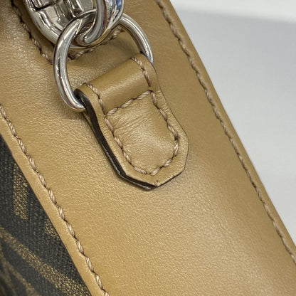 Fendi Shoulder Bag Zucca Diagonal PVC Brown Black Silver Hardware Men's