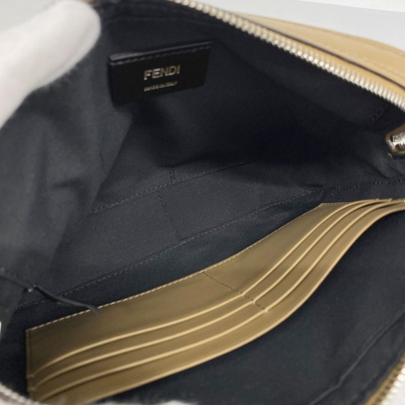 Fendi Shoulder Bag Zucca Diagonal PVC Brown Black Silver Hardware Men's