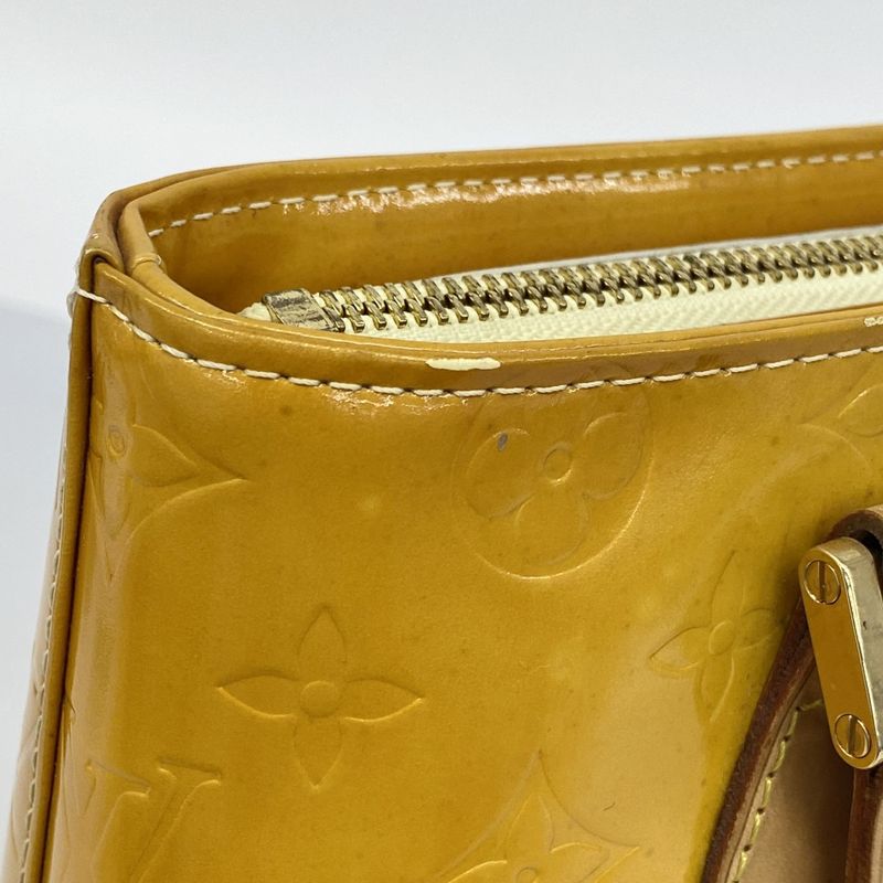 Louis Vuitton Tote Bag Vernis Houston M91055 Lime Yellow Women's