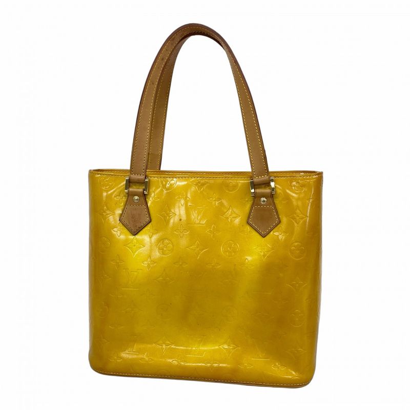 Louis Vuitton Tote Bag Vernis Houston M91055 Lime Yellow Women's
