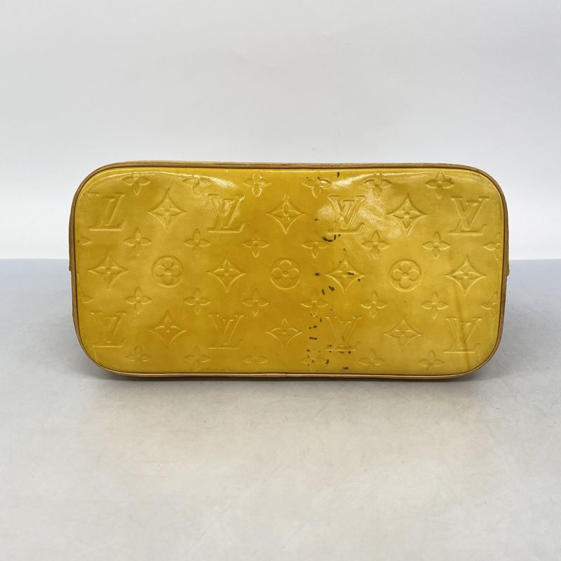 Louis Vuitton Tote Bag Vernis Houston M91055 Lime Yellow Women's