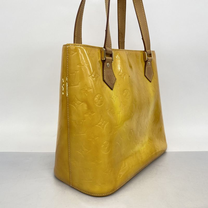 Louis Vuitton Tote Bag Vernis Houston M91055 Lime Yellow Women's