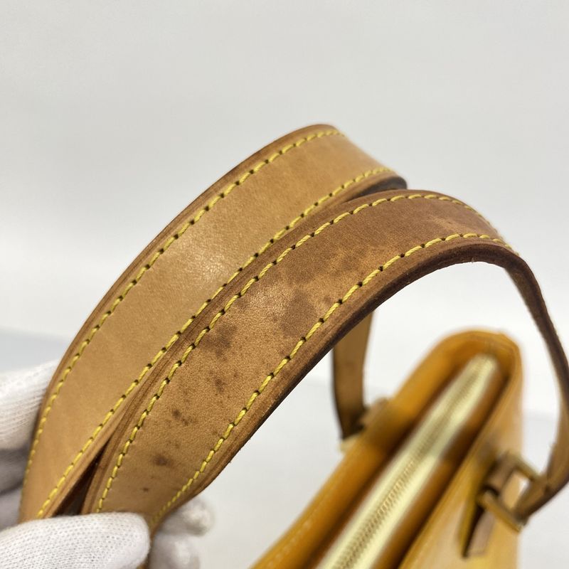 Louis Vuitton Tote Bag Vernis Houston M91055 Lime Yellow Women's