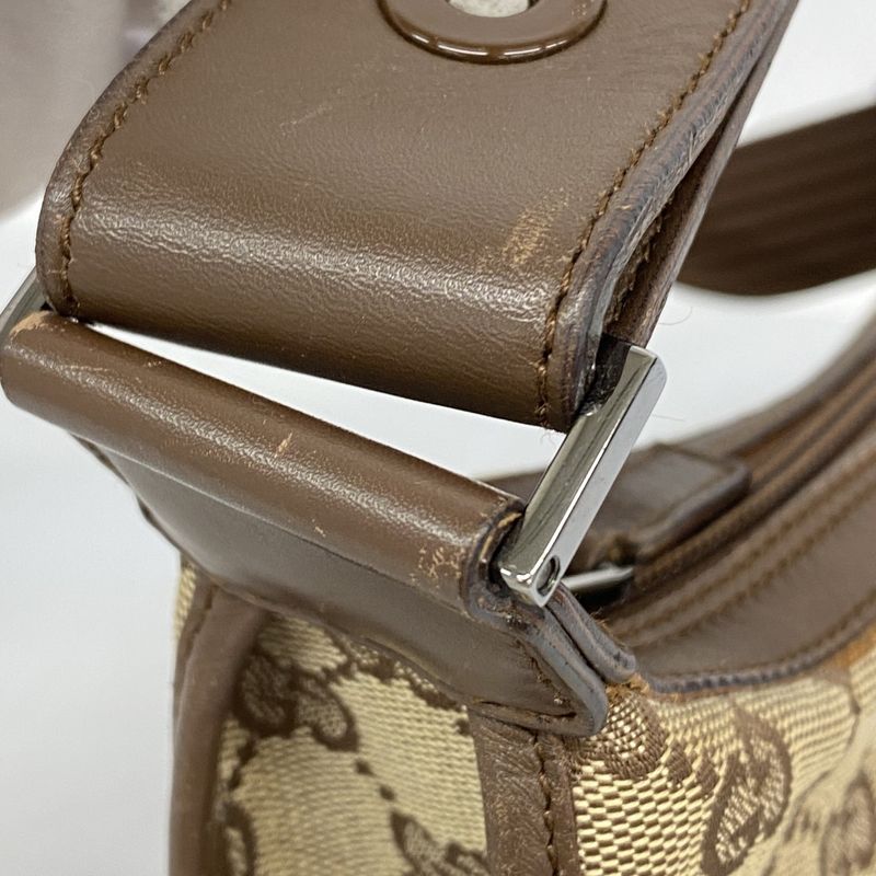 Gucci Shoulder Bag GG Canvas 001 4198 Canvas Brown Silver Hardware Women