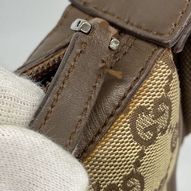 Gucci Shoulder Bag GG Canvas 001 4198 Canvas Brown Silver Hardware Women