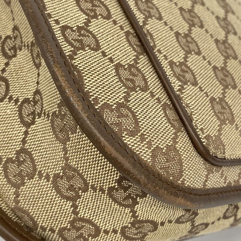 Gucci Shoulder Bag GG Canvas 001 4198 Canvas Brown Silver Hardware Women