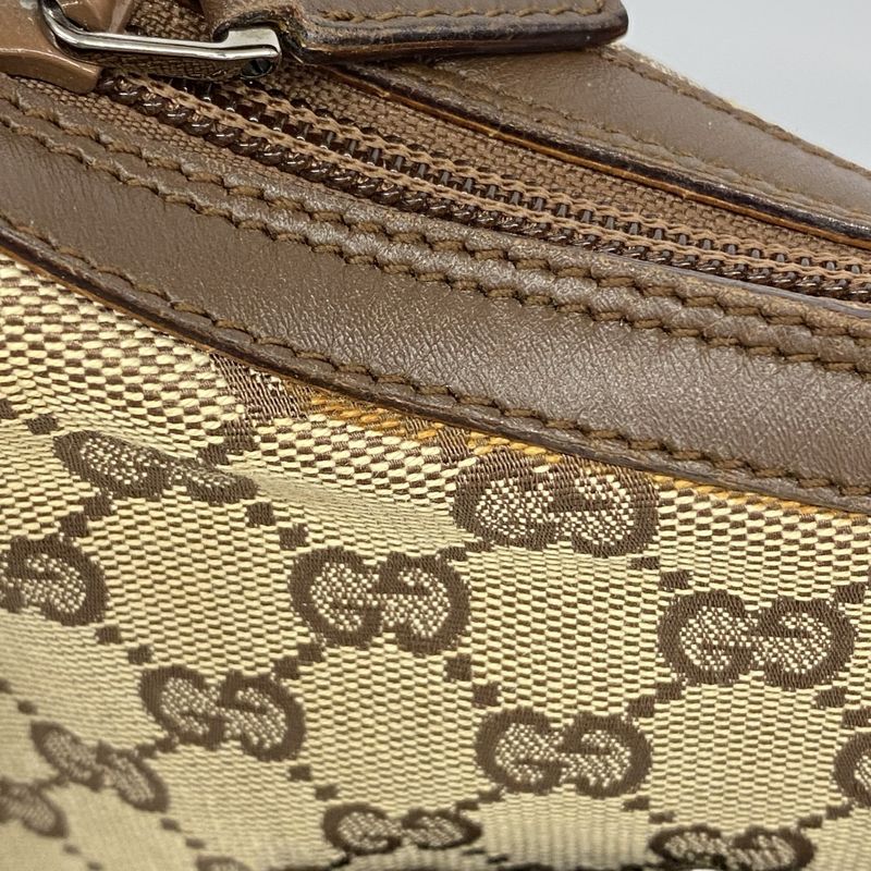 Gucci Shoulder Bag GG Canvas 001 4198 Canvas Brown Silver Hardware Women