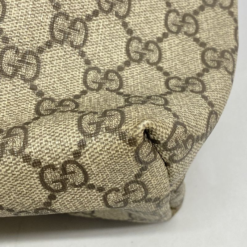 Gucci Tote Bag GG Supreme 211137 PVC Brown White Silver Hardware Women's
