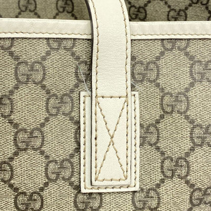 Gucci Tote Bag GG Supreme 211137 PVC Brown White Silver Hardware Women's