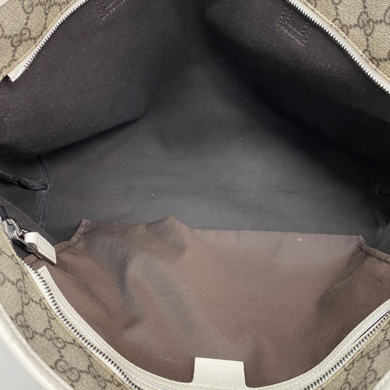 Gucci Tote Bag GG Supreme 211137 PVC Brown White Silver Hardware Women's