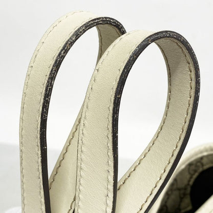 Gucci Tote Bag GG Supreme 211137 PVC Brown White Silver Hardware Women's