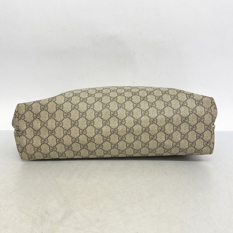 Gucci Tote Bag GG Supreme 211137 PVC Brown White Silver Hardware Women's