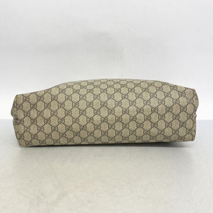 Gucci Tote Bag GG Supreme 211137 PVC Brown White Silver Hardware Women's