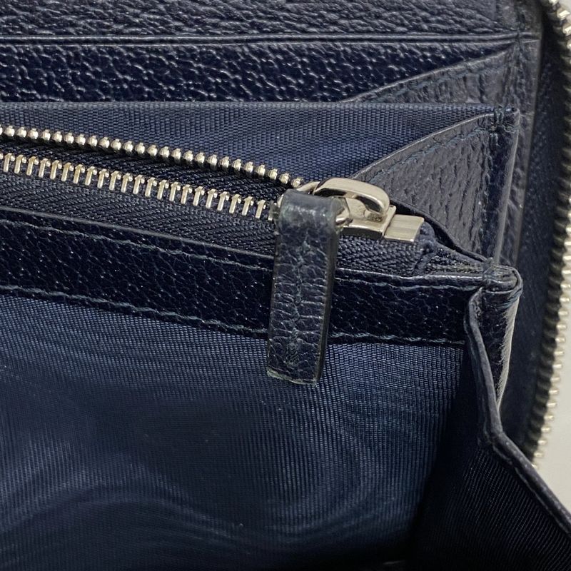 Gucci Long Wallet GG Supreme 673003 PVC Navy Beige Silver Hardware Men Women