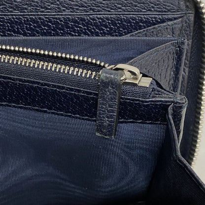 Gucci Long Wallet GG Supreme 673003 PVC Navy Beige Silver Hardware Men Women